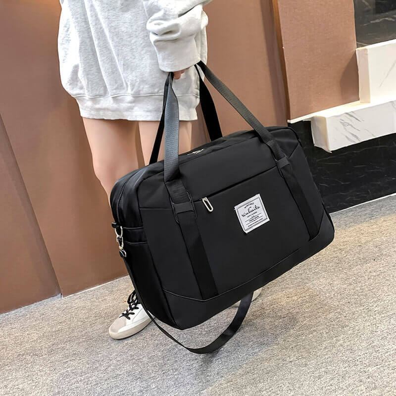 High fashion large capacity leather strip unisex Duffle Bag with side shoe compartment -ZBP1200 - Image 12