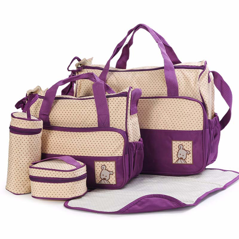 5-in-1 Cute-design Multifunctional Large Capacity Portable Diaper Bag with Changing Pad - ZBK1010 - Image 3