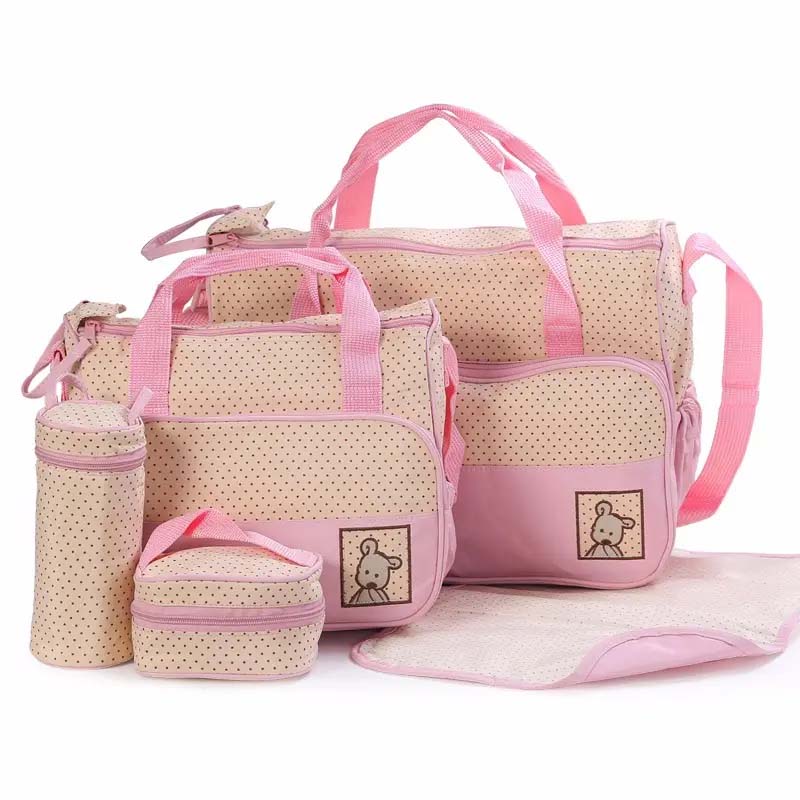 5-in-1 Cute-design Multifunctional Large Capacity Portable Diaper Bag with Changing Pad - ZBK1010