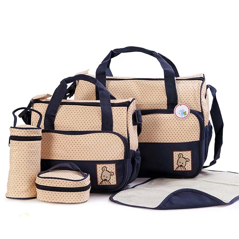 5-in-1 Cute-design Multifunctional Large Capacity Portable Diaper Bag with Changing Pad - ZBK1010 - Image 5