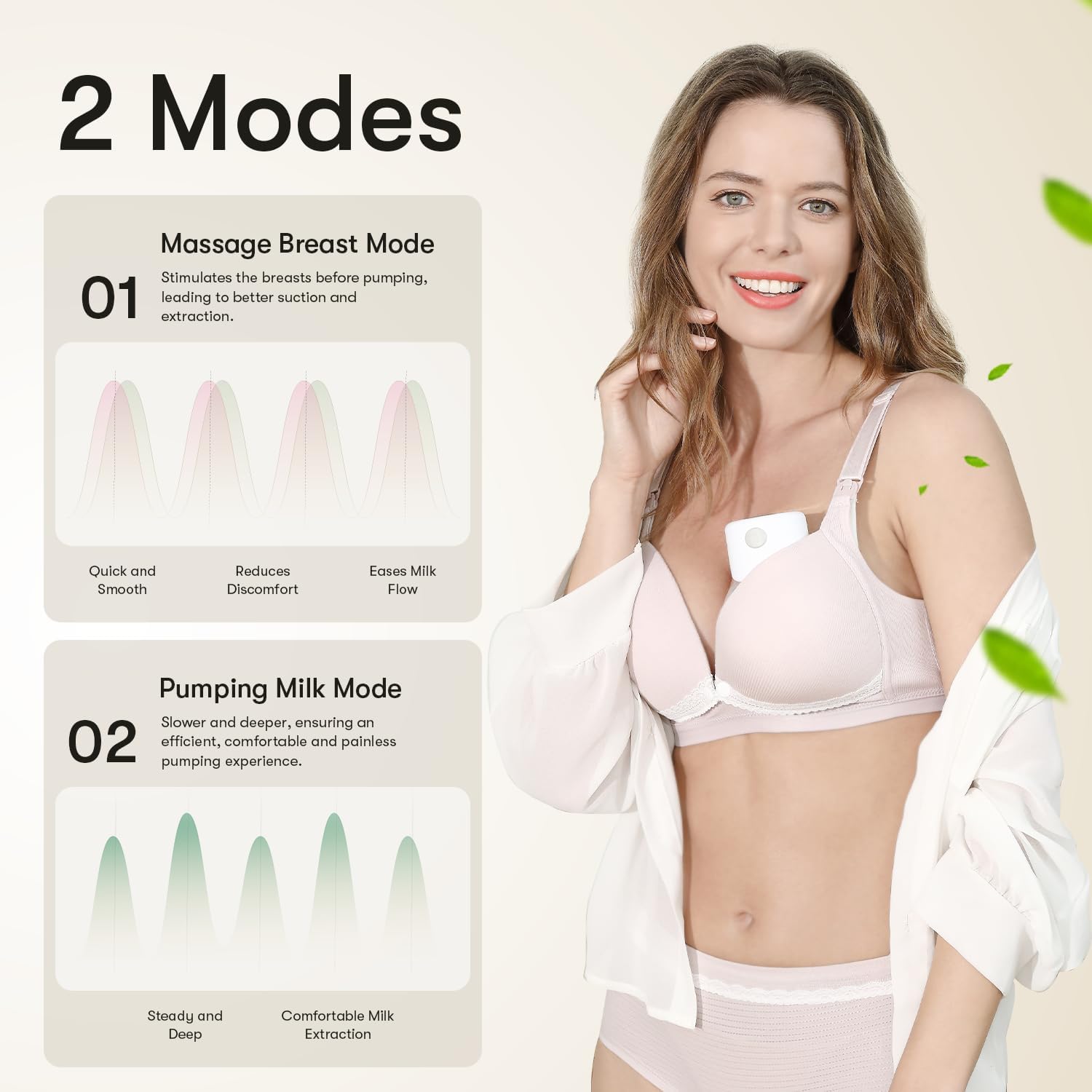 Wearable Breast Pump - Wireless & Rechargeable with Massager, 2 modes and 9 levels, Single and Double - ZBK1031 - Image 11