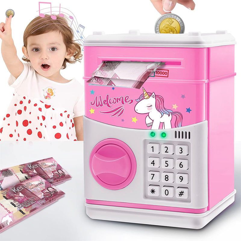 NEW ARRIVAL Durable Colorful Kids Piggy Bank With Personal Pin Protection, Unlocking music & Lights, Cute Cartoon Characters - ZBK1024