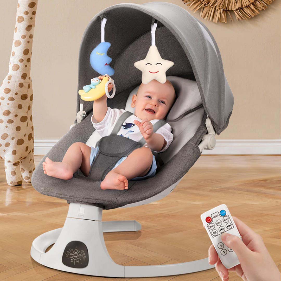 3in1 NEW ARRIVAL Adjustable Well-cushioned Remote-controlled Electric Baby Swing With Feeding table, Soothing Melodies, Toys & Mosquito Net- ZBK1038 - Image 2