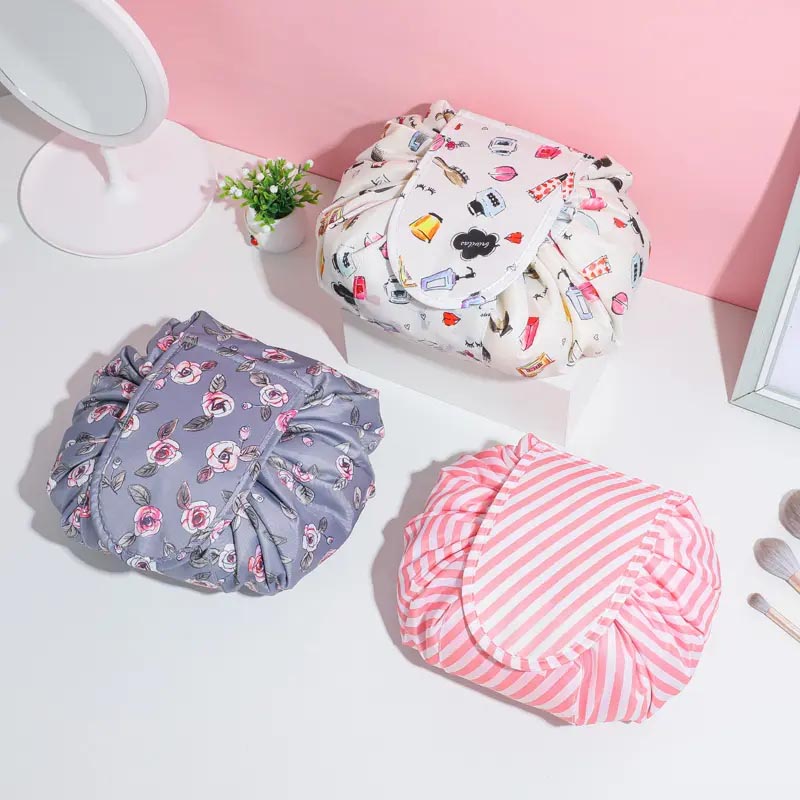 Waterproof foldable Chic design large capacity ladies makeup toiletries cosmetics drawstring pouch bag- ZSO1065 - Image 4